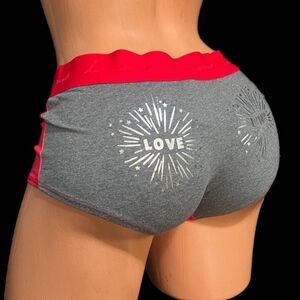 Victorias Secret Pink Soft Cotton Boyshort panty Love pink on back Gray / red M